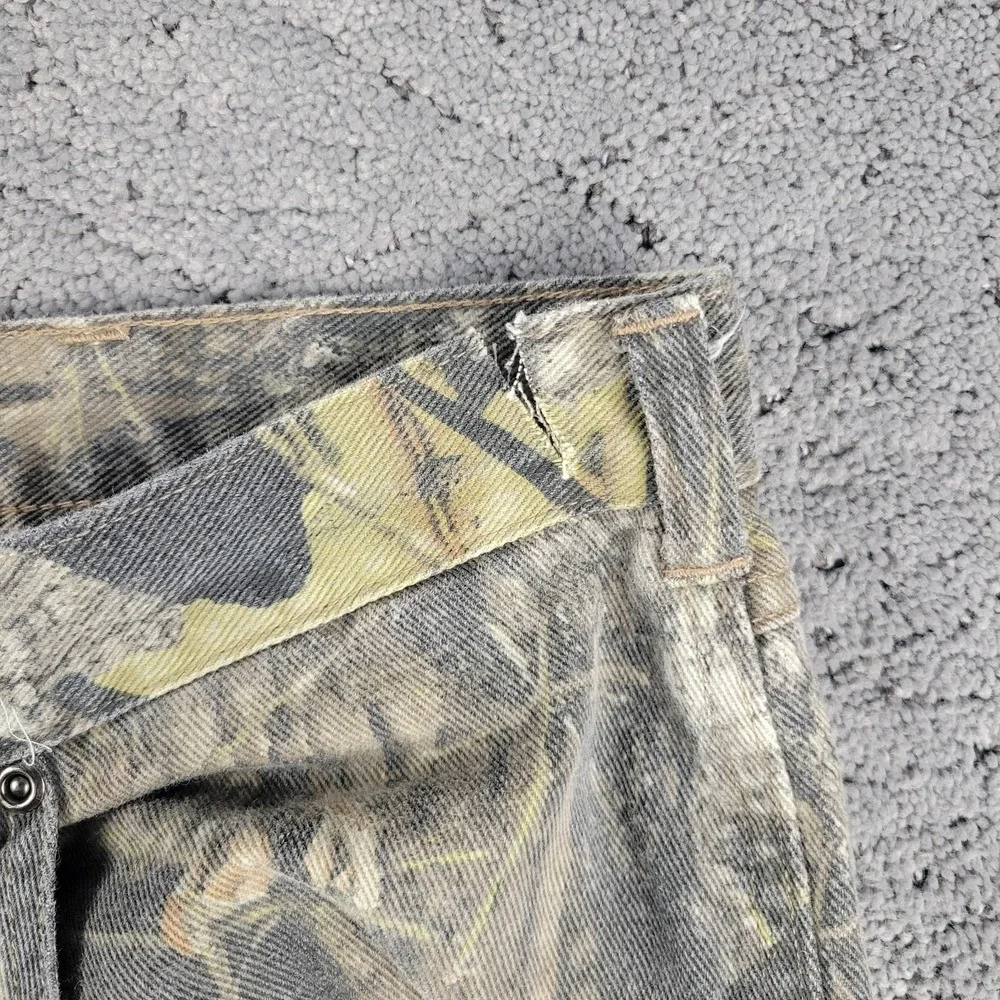 Mossy Oak Fieldstaff Jeans Mens 42x32 Camo Breakup Double Knee Straight Denim